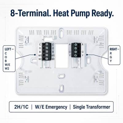 Energy-Saving 2 Heat 2 Cool Heat Pump Thermostat Load Rating 1.5 Amp Maximum All Terminals Combined
