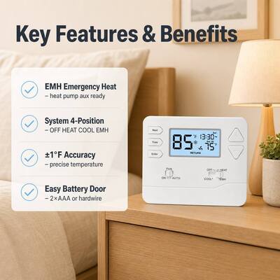 Riseem 1.5 Amp Maximum All Terminals Combined Commercial Heat Pump Thermostat Conventional Or Heat Pump Application Type