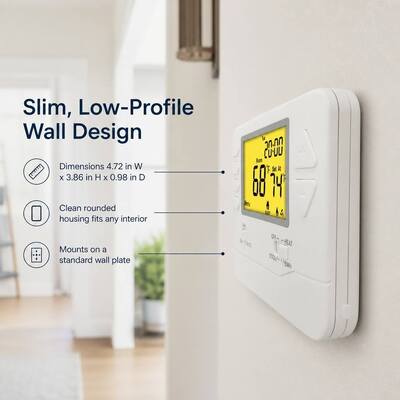 Heagstat 24V 2 Heat 1 Cool Adjustable Programmable Home Thermostat For Heat Pump