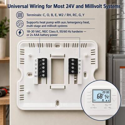 Hotel and Apartment US Style Heat Pump Non programmable Energy Saving 24V 2 Heat 1 Cool Wired Thermostat for Commercial Applications