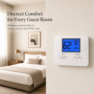 24V 915MHZ Wireless Room Non-programmable Heating And Cooling PTAC Thermostat For Hotel And Apartment