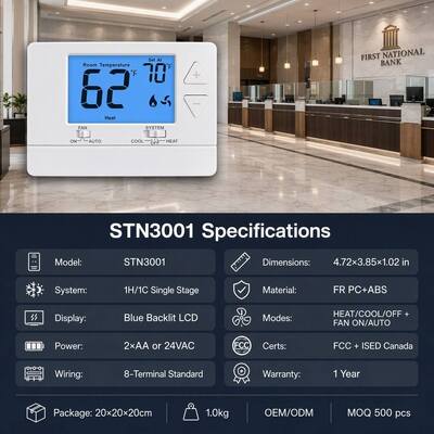 Heating And Cooling Non Programmable 24V HVAC Air Conditioning Thermostat Durable and Easy to Install