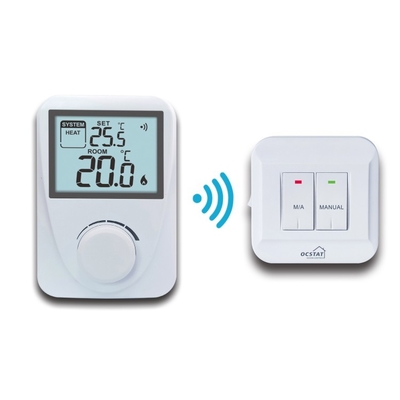 Riseem Màu trắng ABS RF không dây Digital Room Thermostat Controller Không có thể lập trình
