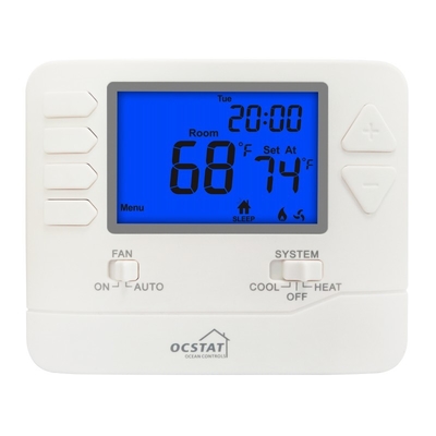 Riseem 1 Nhiệt / 1 Tản nhiệt 24V có thể lập trình AC Home Thermostat với hệ thống HVAC