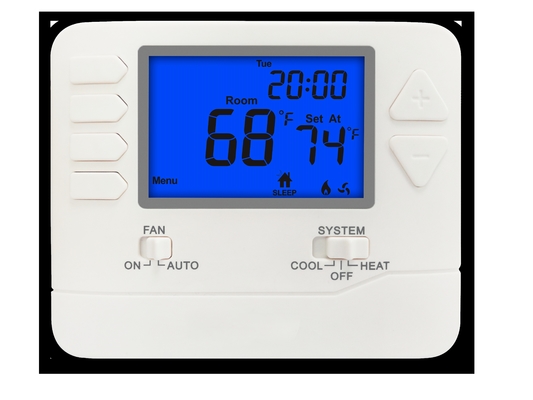 Màn hình LCD màu trắng Máy nhiệt phòng kỹ thuật số để kiểm soát nhiệt độ chính xác
