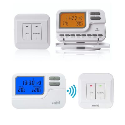 Khoảng nhiệt độ từ 0°C đến 35°C với gia số 0.1°C. Bộ điều nhiệt RF cho lò sưởi trong 7 ngày, có màn hình LCD, lý tưởng cho các hệ thống quản lý năng lượng.