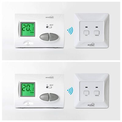 Khoảng nhiệt độ từ 0°C đến 35°C với gia số 0.1°C. Bộ điều nhiệt phòng không dây có màn hình LCD và tần số hoạt động không dây 868MHz để quản lý năng lượng
