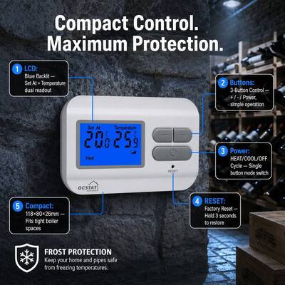 230V không có thể lập trình nồi hơi sưởi ấm Thermostat quy trình cài đặt đơn giản giảm chi phí lao động và thời gian ngừng hoạt động trong quá trình nâng cấp hệ thống HVAC