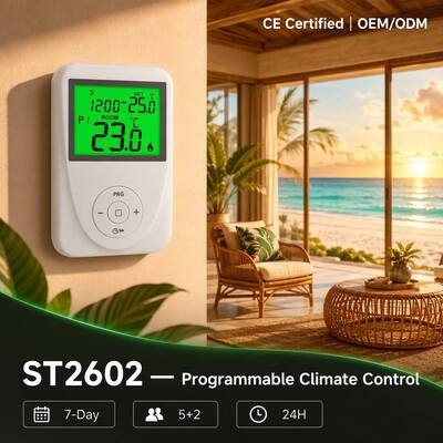 130 X 86 X 28 mm Phòng sưởi ấm sàn 7 ngày Nhiệt độ có thể lập trình cho hệ thống sưởi ấm sàn Hiển thị Phạm vi nhiệt độ 0 ° C 40 ° C trong 0,1 ° C