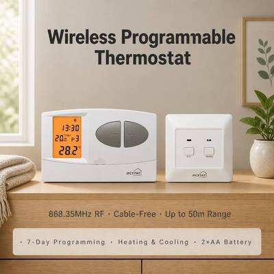 Chế độ vận hành hệ thống TẮT Lò hơi không dây Bộ điều nhiệt lập trình RF 130 X 80 X 35 Mm Kích thước nhỏ gọn Lý tưởng cho các giải pháp điều khiển HVAC thương mại