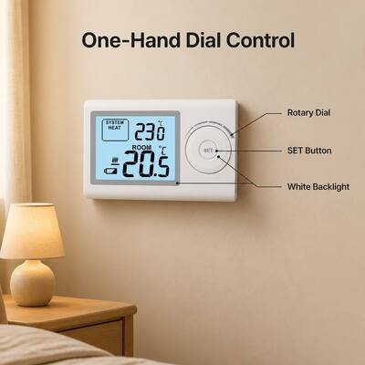Riseem 230V phòng có dây HVAC không có thể lập trình nhà nhiệt điều hòa với mức độ bảo vệ IP20