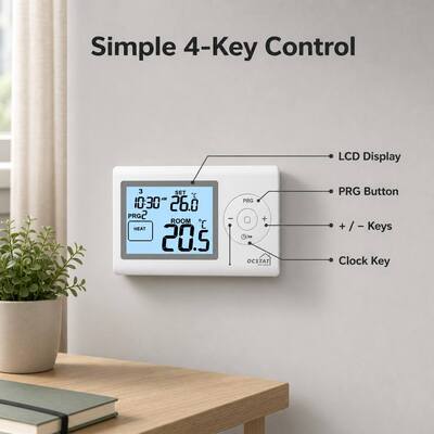 Riseem nhiệt độ điều khiển sưởi ấm 7 ngày Thermostat có thể lập trình với công tắc sưởi ấm và làm mát