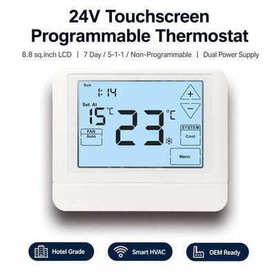 Digital HVAC Thermostat có thể lập trình Phòng điện tử 24V pin LCD Thermostat cung cấp Backlight Màu trắng xanh xanh lá cây và kiểm soát nhiệt độ 44 ° F đến 90 ° F 7 ° C đến 32 ° C cho các giải pháp khí hậu