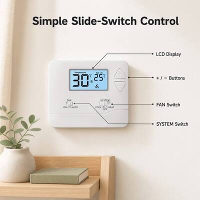 Riseem có thể lập trình nhiệt độ phòng có dây nhiệt độ sưởi ấm 5-35C phạm vi nhiệt độ hoàn hảo cho bất kỳ phòng
