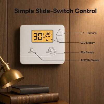 Miuputake Vỏ ABS Vật liệu Bộ điều nhiệt có dây lập trình Giải pháp tối ưu để kiểm soát nhiệt độ trong nhà