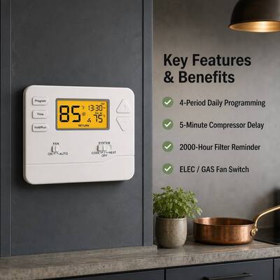 Thermostat phòng điện tử kỹ thuật số thông minh và tiện lợi cho phạm vi nhiệt độ 32 ° F 99 ° F STN605