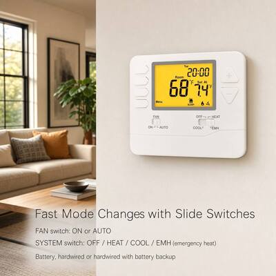 Bộ điều nhiệt gia đình có thể lập trình, điều chỉnh được Heagstat 24V 2 Nóng 1 Lạnh cho Bơm nhiệt