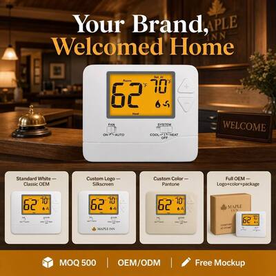 Bộ điều nhiệt phòng điện tử không lập trình LCD 24V có dây HVAC, gắn tường hoặc hộp nối, bộ điều khiển nhiệt độ tiết kiệm năng lượng