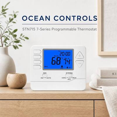 Bộ điều nhiệt HVAC điều hòa không khí có thể lập trình 7 ngày 24V 2H 2C Kích thước vật lý nhỏ gọn Rộng 4,72 X Cao 3,85 X Sâu 1,06 Để điều khiển HVAC