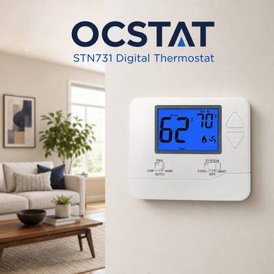 LCD Display Non Programmable 1 Heat 1 Cool PTAC 24V Battery-operated Thermostat Temperature Controller HVAC System