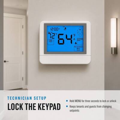 Bộ điều nhiệt kỹ thuật số có dây lập trình được 1H 1C LCD 24V hoặc Pin cho Hệ thống HVAC Thương mại