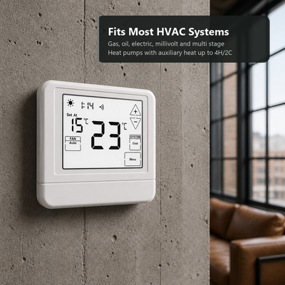 Bộ điều nhiệt thông minh cho máy bơm nhiệt điều hòa không khí phòng LCD Touch WIFI Home Smart Thermostat với Điều khiển giọng nói Alexa