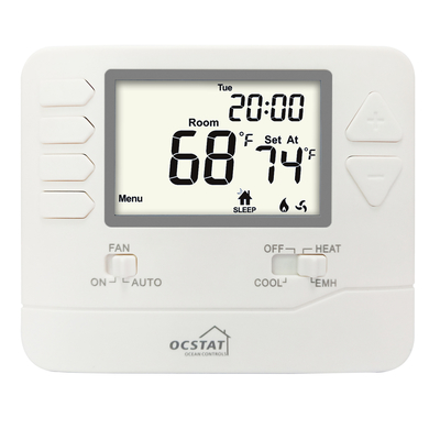 Riseem Đèn hậu White Đèn số HVAC Không lập trình Thermostat cho nhà / Máy bơm nhiệt điện tử