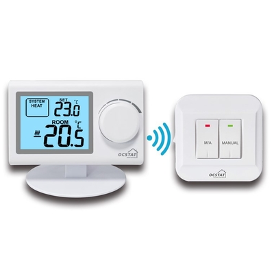 Riseem ABS Shell Không lập trình sưởi ấm và làm mát RF phòng nhiệt điều hòa cho hệ thống HVAC / nồi hơi khí Độ chính xác ± 0,5 ° C