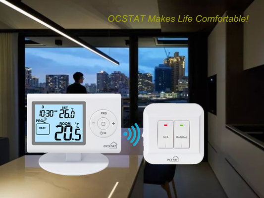 Riseem Màu trắng OEM / ODM Máy nhiệt phòng RF có thể lập trình kỹ thuật số cho hệ thống HVAC