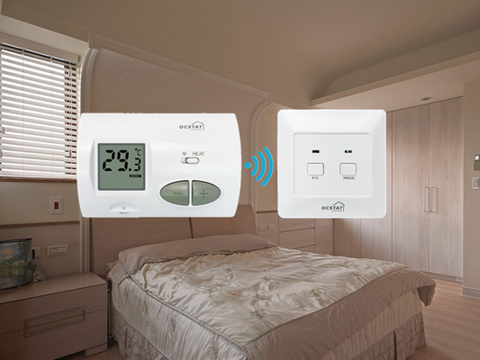 Riseem Green Backlight RF Electric Room Thermostat đơn giản để sưởi ấm 2 * AA kích thước pin