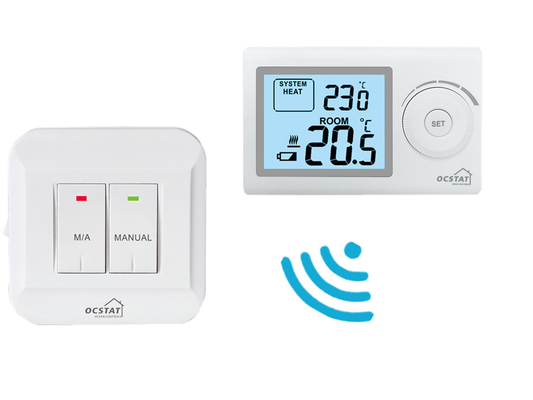 Riseem ABS 230V thông minh kỹ thuật số RF không lập trình phòng nhiệt để sưởi ấm sàn Một năm bảo hành